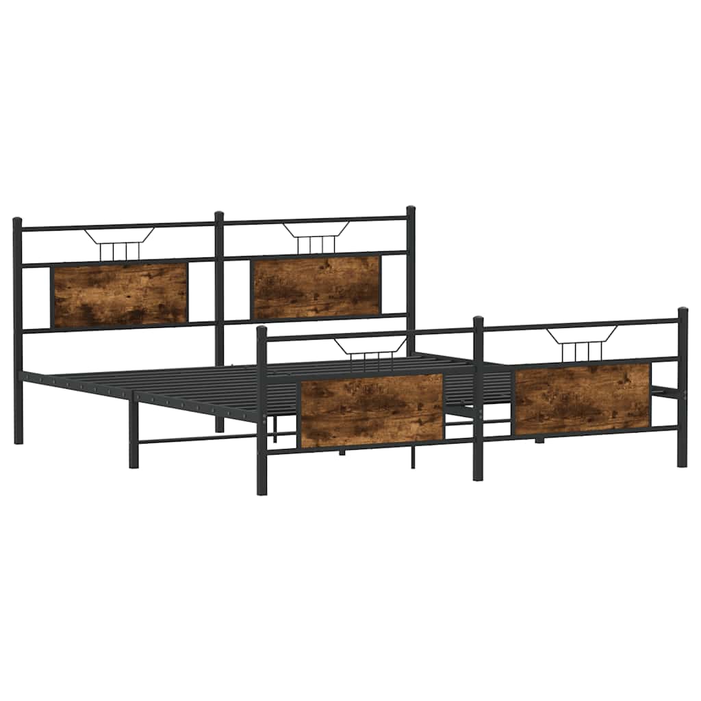Super King Metal Bed Frame, Smoked Oak Finish, 180x200 cm