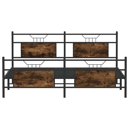 Super King Metal Bed Frame, Smoked Oak Finish, 180x200 cm