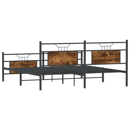 Super King Metal Bed Frame, Smoked Oak Finish, 180x200 cm
