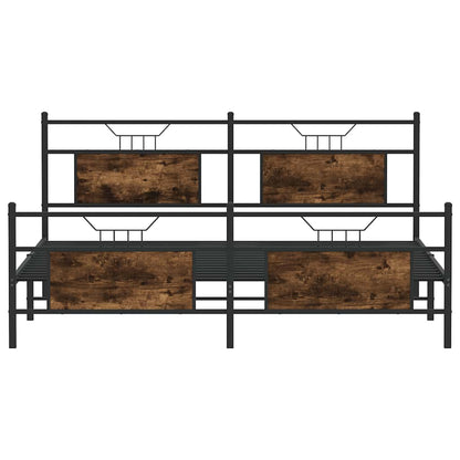 Smoked Oak Metal Bed Frame 183x213 cm - Mattress Not Included