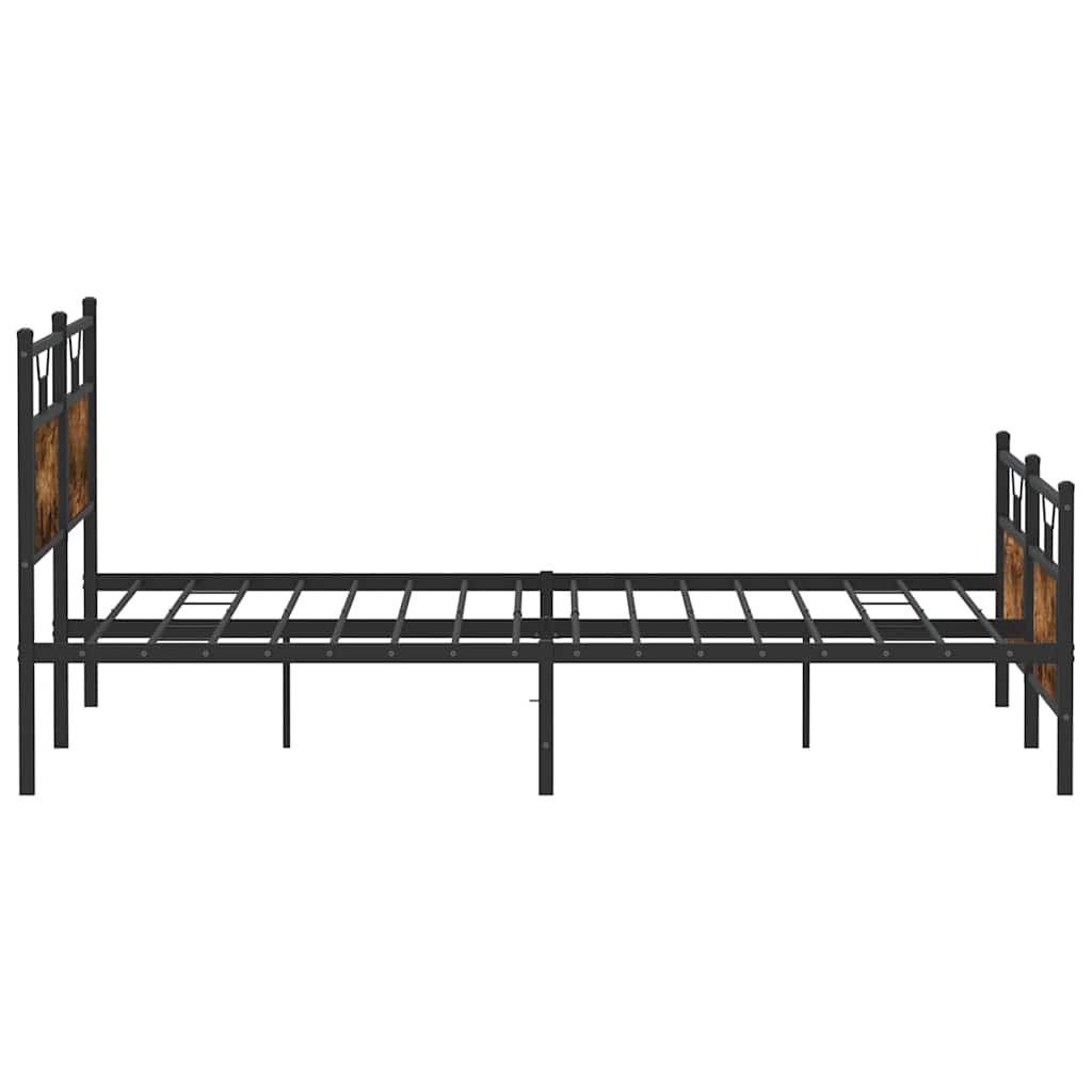 Smoked Oak Metal Bed Frame 183x213 cm - Mattress Not Included