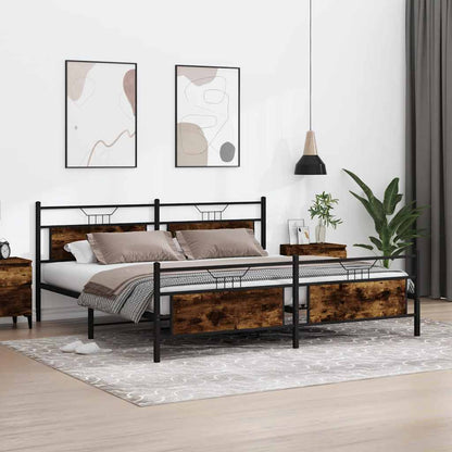 Metal Bed Frame without Mattress Smoked Oak 193x203 cm