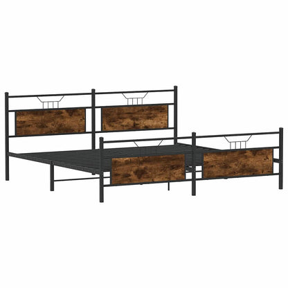 Metal Bed Frame without Mattress Smoked Oak 193x203 cm