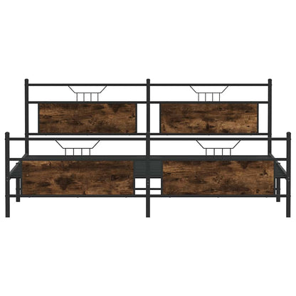 Metal Bed Frame without Mattress Smoked Oak 193x203 cm