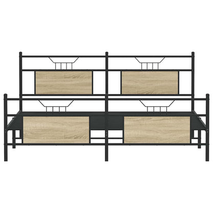Sonoma Oak Metal Bed Frame 160x200 cm - Sturdy & Stylish Design