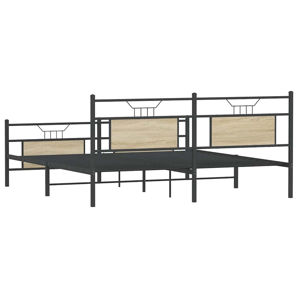 Sonoma Oak Metal Bed Frame 160x200 cm - Sturdy & Stylish Design