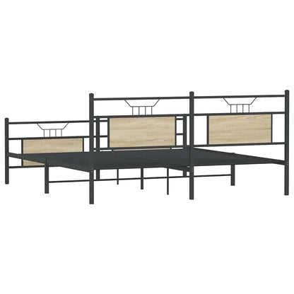 Sonoma Oak Metal Bed Frame 160x200 cm - Sturdy & Stylish Design