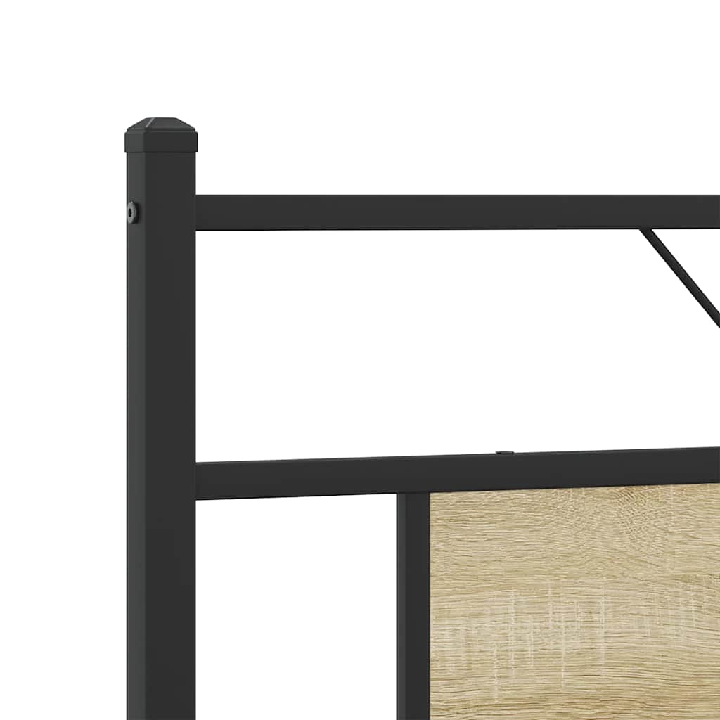 Sonoma Oak Metal Bed Frame 160x200 cm - Sturdy & Stylish Design