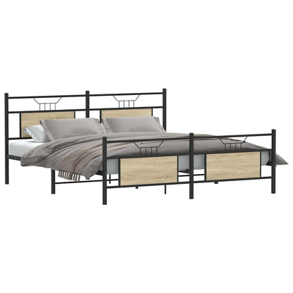 Super King Sonoma Oak Metal Bed Frame 180x200 cm - No Mattress