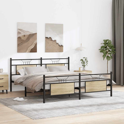 Super King Sonoma Oak Metal Bed Frame 180x200 cm - No Mattress