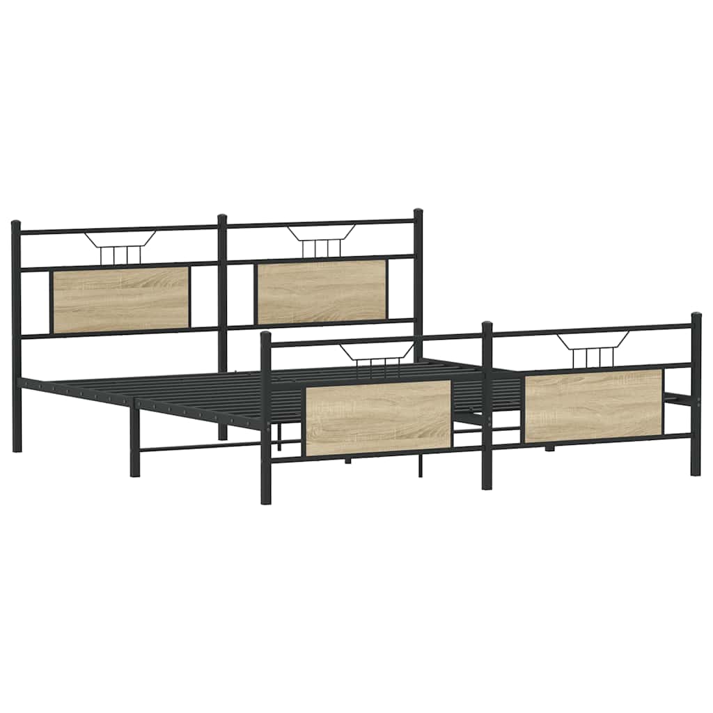 Super King Sonoma Oak Metal Bed Frame 180x200 cm - No Mattress