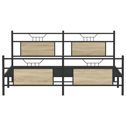 Super King Sonoma Oak Metal Bed Frame 180x200 cm - No Mattress