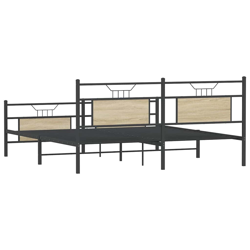 Super King Sonoma Oak Metal Bed Frame 180x200 cm - No Mattress