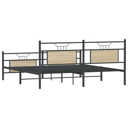 Super King Sonoma Oak Metal Bed Frame 180x200 cm - No Mattress