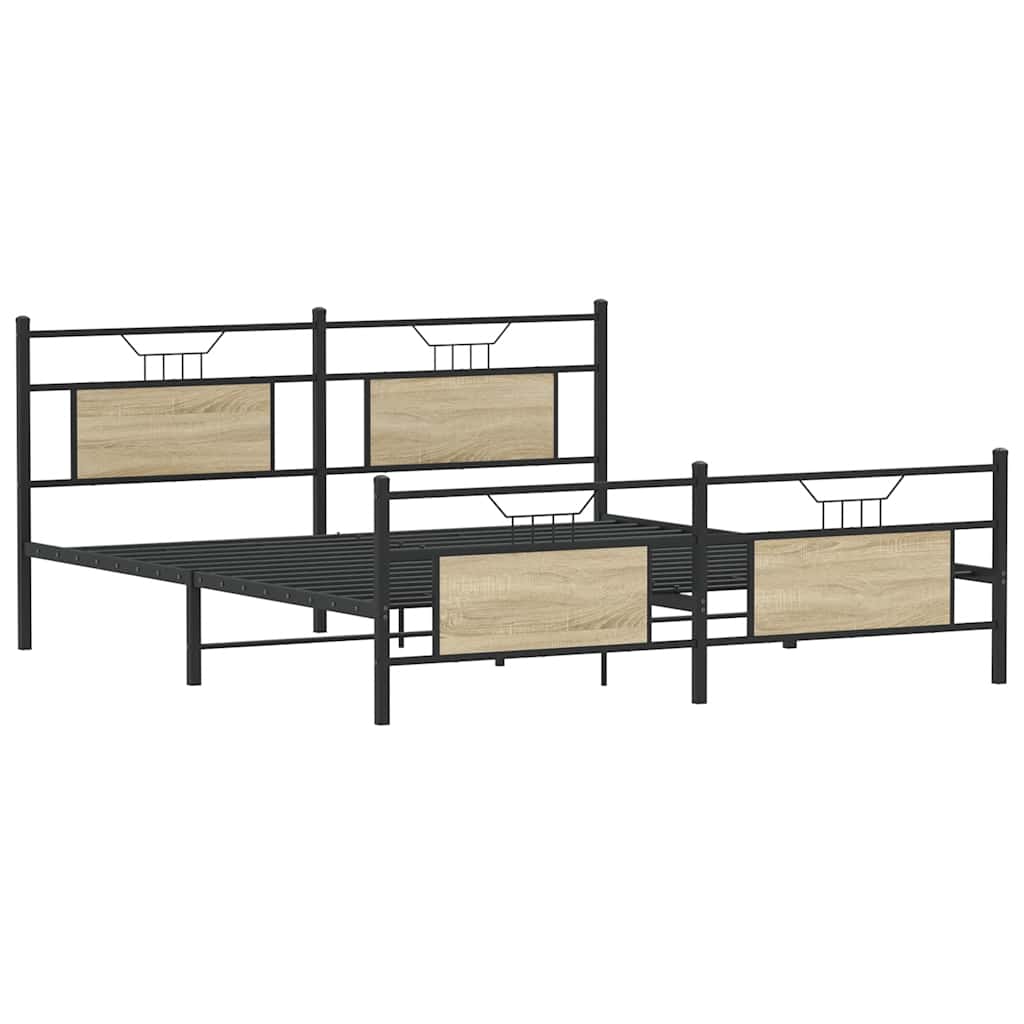 Sonoma Oak Metal Bed Frame 183x213 cm - No Mattress Included