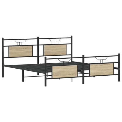 Sonoma Oak Metal Bed Frame 183x213 cm - No Mattress Included