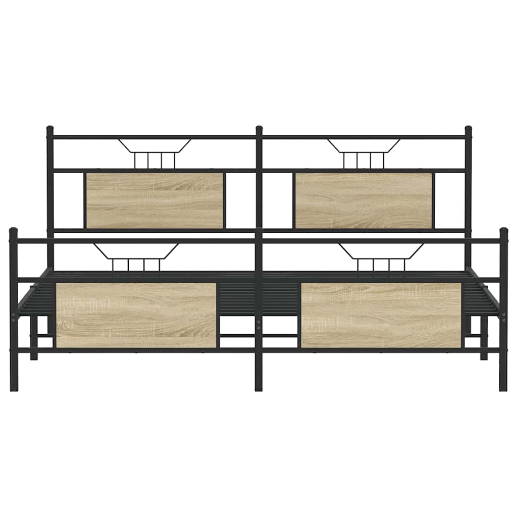 Sonoma Oak Metal Bed Frame 183x213 cm - No Mattress Included