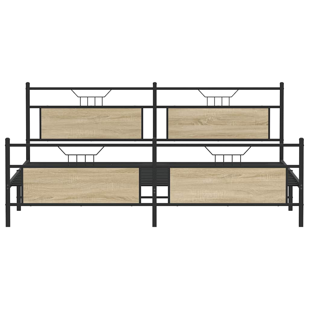 Sonoma Oak Metal Bed Frame 193x203 cm - Sturdy & Stylish Design