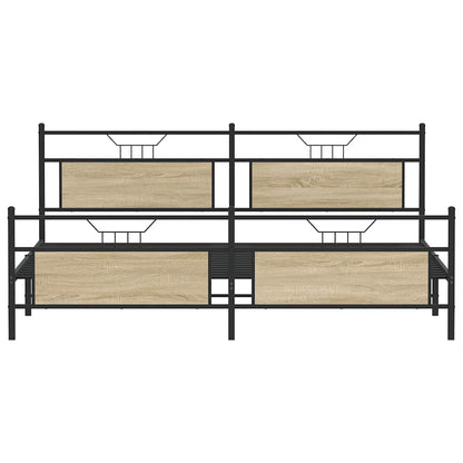 Sonoma Oak Metal Bed Frame 193x203 cm - Sturdy & Stylish Design