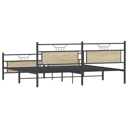 Sonoma Oak Metal Bed Frame 193x203 cm - Sturdy & Stylish Design