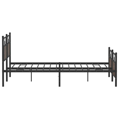 Brown Oak Metal Bed Frame 160x200 cm - Sturdy & Stylish Design