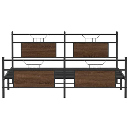 Super King Metal Bed Frame 180x200 cm, Brown Oak Finish