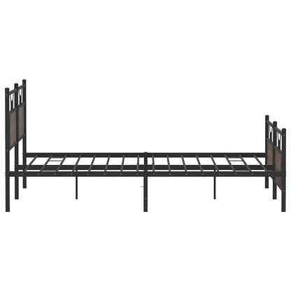 Super King Metal Bed Frame 180x200 cm, Brown Oak Finish