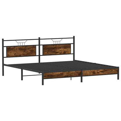 Smoked Oak Metal Bed Frame 193x203 cm - Mattress Not Included