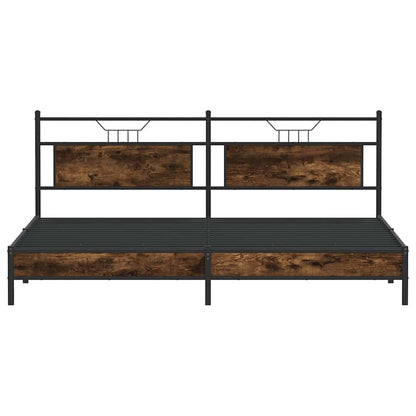 Smoked Oak Metal Bed Frame 193x203 cm - Mattress Not Included