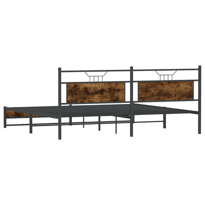 Smoked Oak Metal Bed Frame 193x203 cm - No Mattress Included