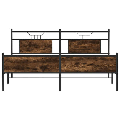 Smoked Oak Metal Bed Frame 160x200 cm - Modern Rustic Design