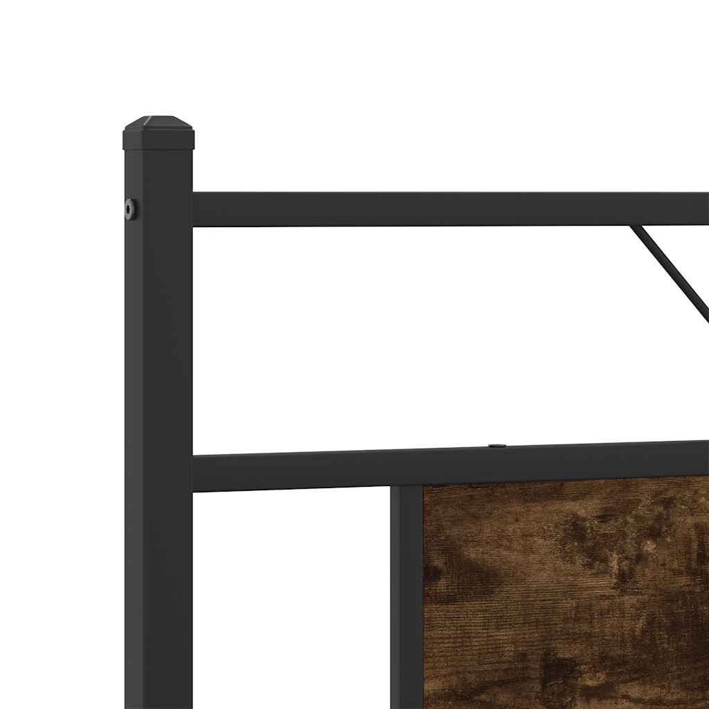 Smoked Oak Metal Bed Frame 160x200 cm - Modern Rustic Design