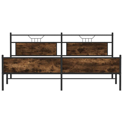 Smoked Oak Metal Bed Frame 193x203 cm - No Mattress Included