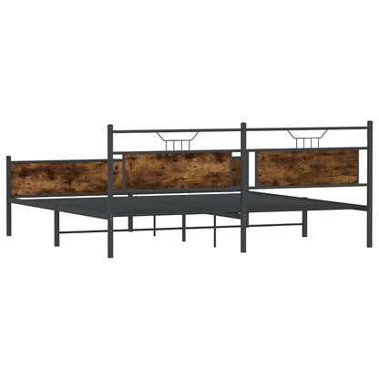 Smoked Oak Metal Bed Frame 193x203 cm - No Mattress Included