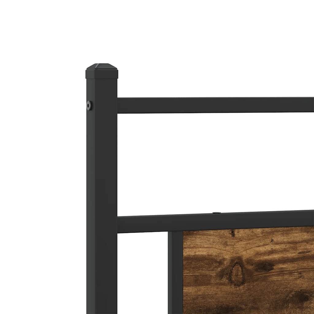 Smoked Oak Metal Bed Frame 193x203 cm - No Mattress Included