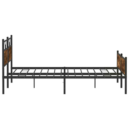 Smoked Oak Metal Bed Frame 200x200 cm - Mattress Not Included