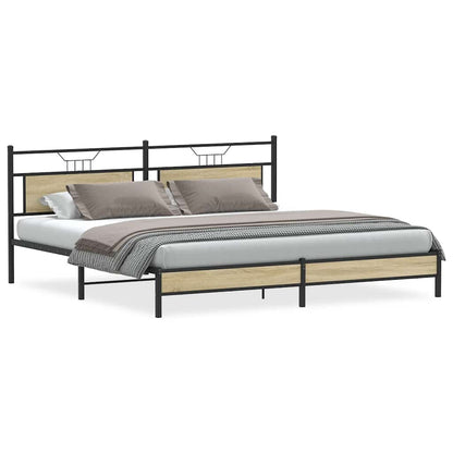 Sonoma Oak Metal Bed Frame 193x203 cm - Mattress Not Included