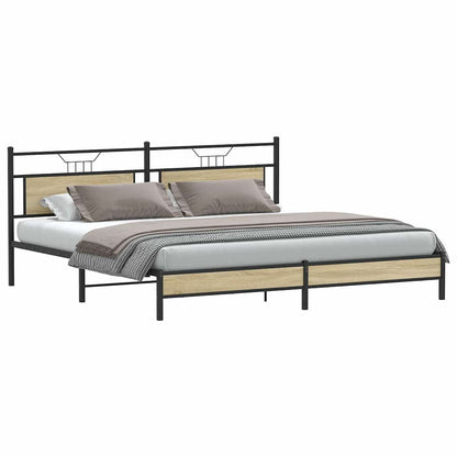 Sonoma Oak Metal Bed Frame 193x203 cm - Mattress Not Included