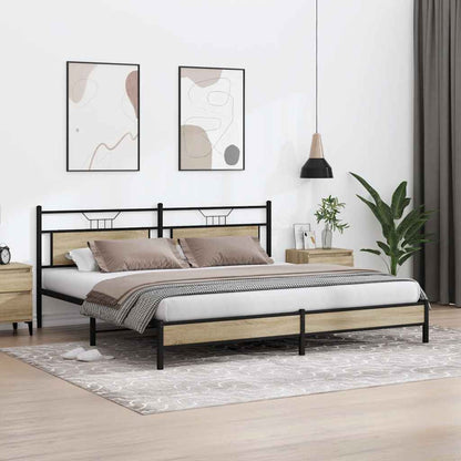 Sonoma Oak Metal Bed Frame 193x203 cm - Mattress Not Included