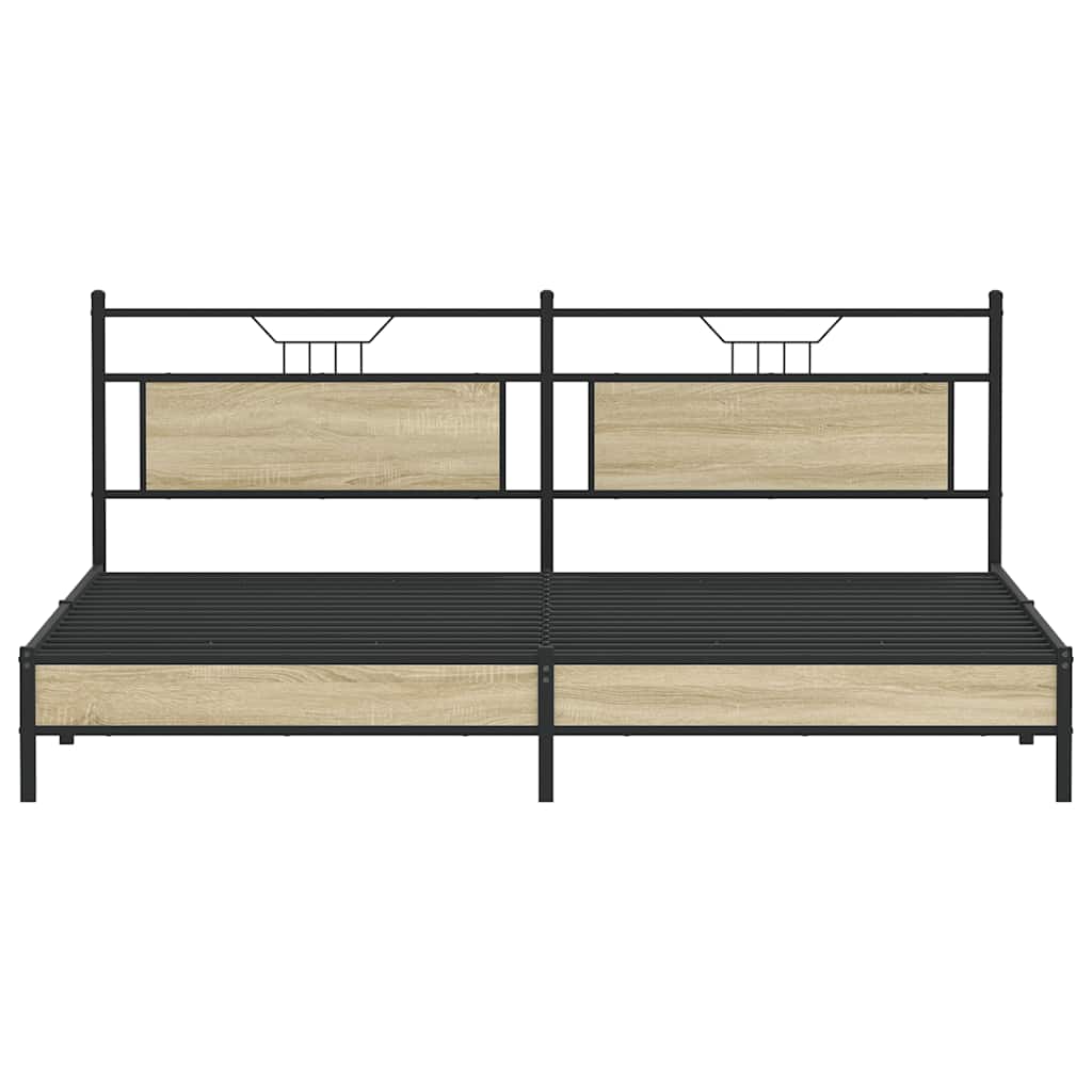 Sonoma Oak Metal Bed Frame 193x203 cm - Mattress Not Included