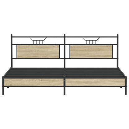 Sonoma Oak Metal Bed Frame 193x203 cm - Mattress Not Included