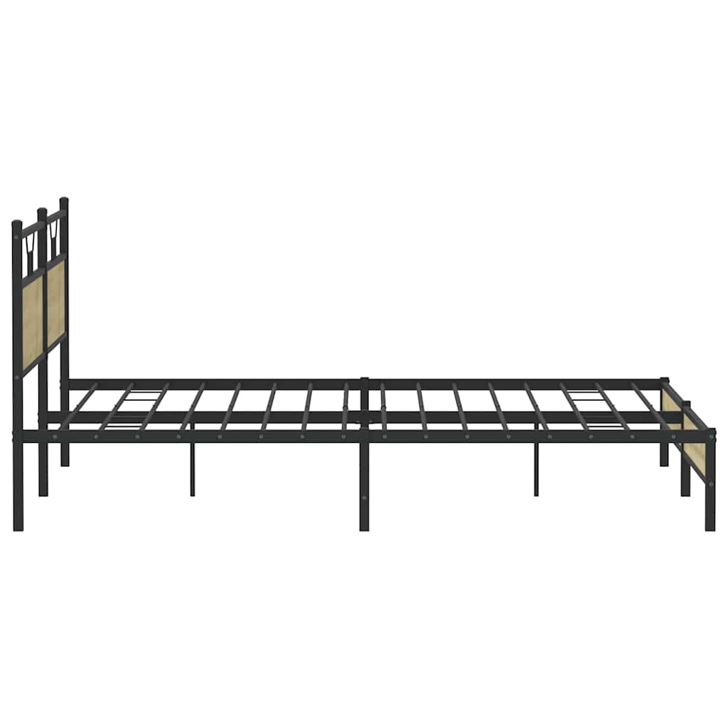 Sonoma Oak Metal Bed Frame 193x203 cm - Mattress Not Included