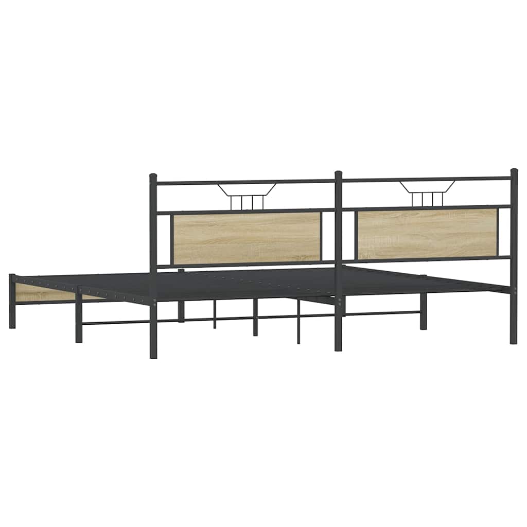 Sonoma Oak Metal Bed Frame 193x203 cm - Mattress Not Included