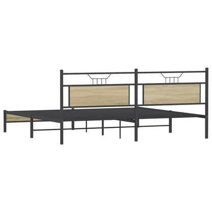 Sonoma Oak Metal Bed Frame 193x203 cm - Mattress Not Included