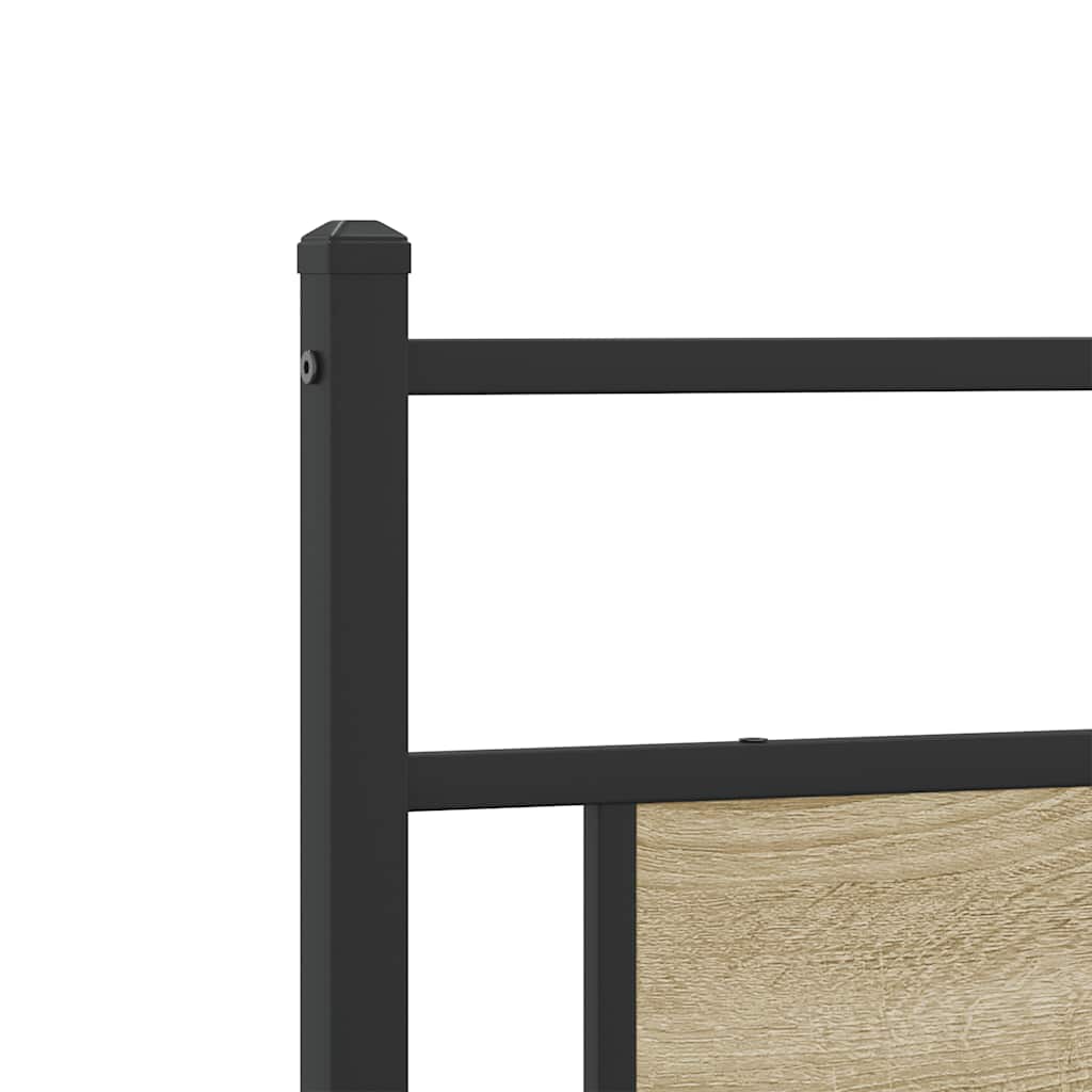 Sonoma Oak Metal Bed Frame 193x203 cm - Mattress Not Included