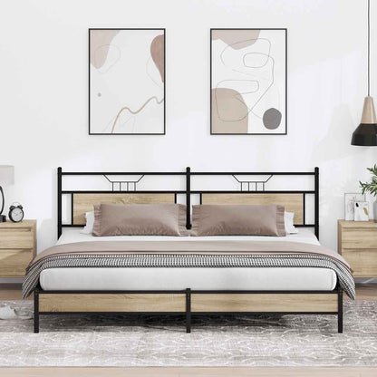 Sonoma Oak Metal Bed Frame 193x203 cm - Mattress Not Included