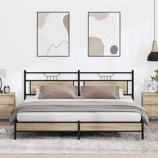 Sonoma Oak Metal Bed Frame 193x203 cm - Mattress Not Included