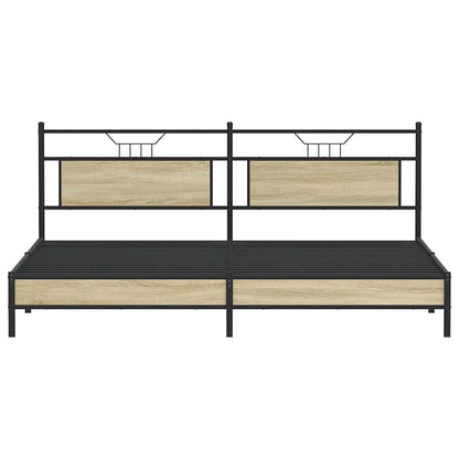 Metal Bed Frame without Mattress Sonoma Oak 200x200 cm
