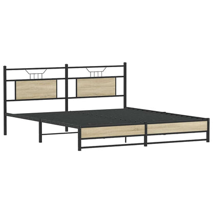 Sonoma Oak Metal Bed Frame - 183x213 cm (No Mattress)
