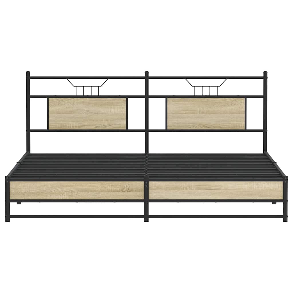 Sonoma Oak Metal Bed Frame - 183x213 cm (No Mattress)